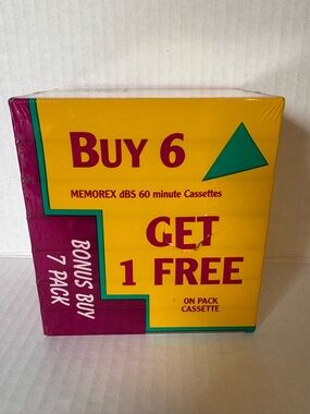 NEW PACK OF 7 MEMOREX DBS 60 TYPE I NORMAL BIAS AUDIO CASSETTE TAPE RIP TO FRONT
